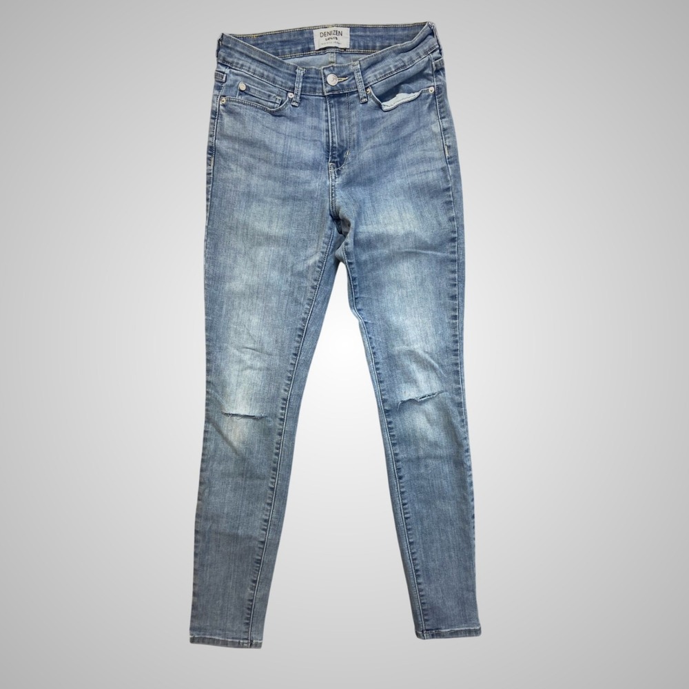 Denizen Levi's Skinny Jeans Womens Size 4 27x30 Blue Distressed Mid Rise Skinny